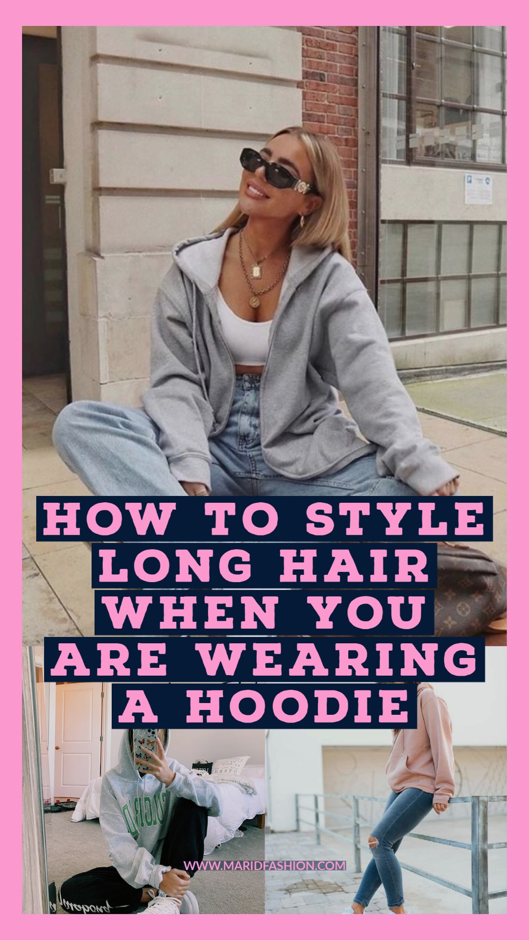 how to wear a hoodie with long hair