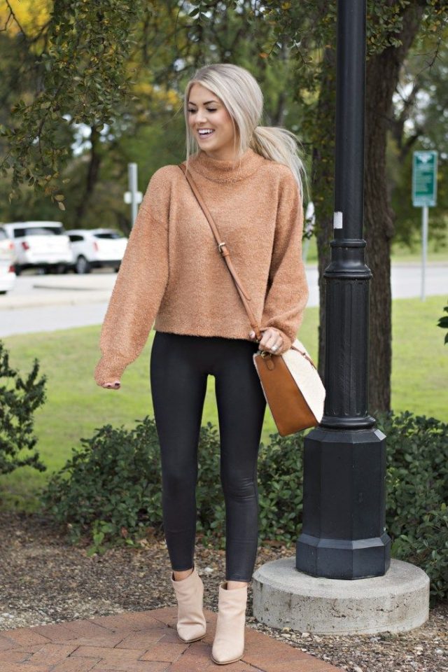 Best Ideas On How To Wear Black Leggings With Brown Boots