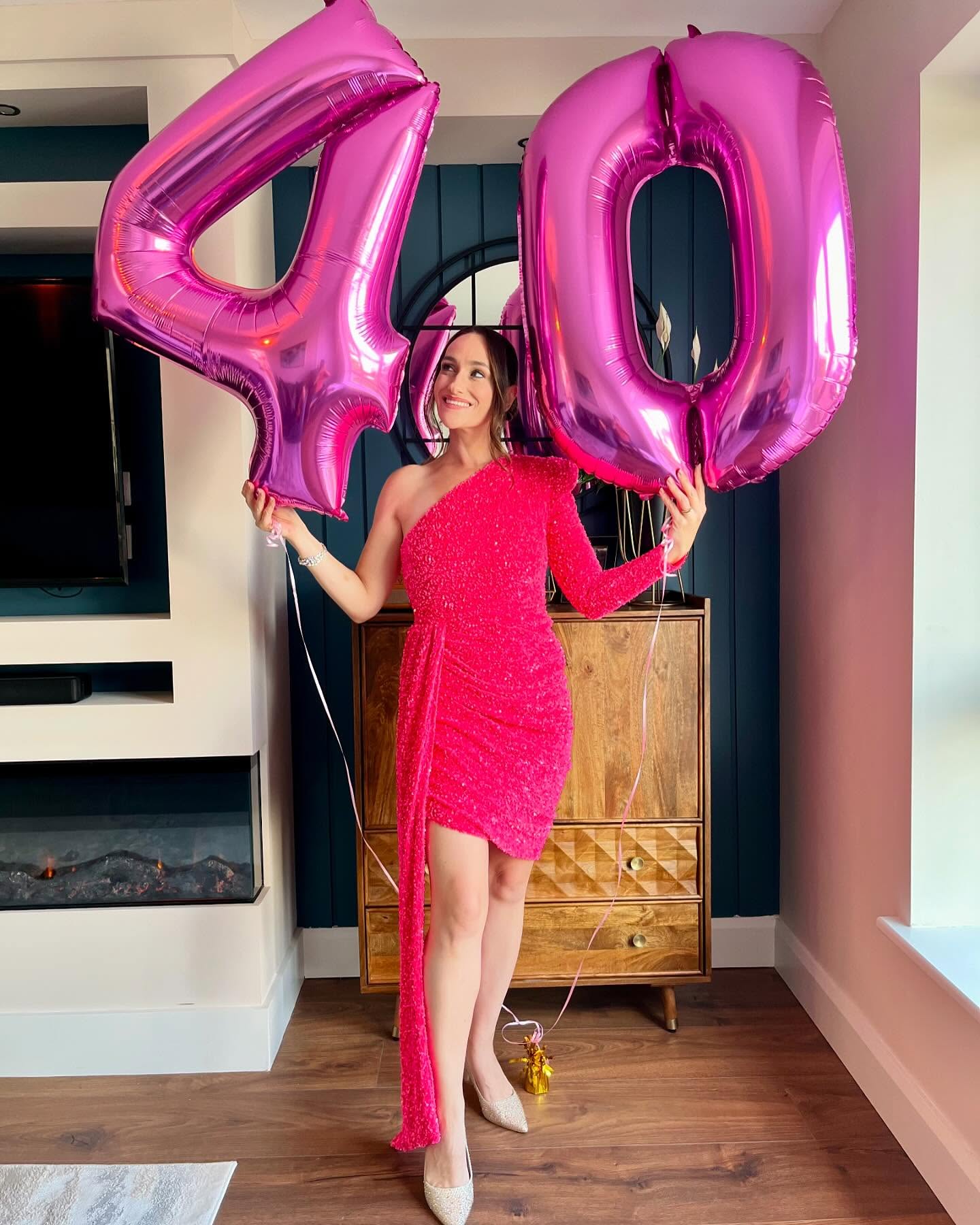 pink one-shoulder occasion dress for women over 40