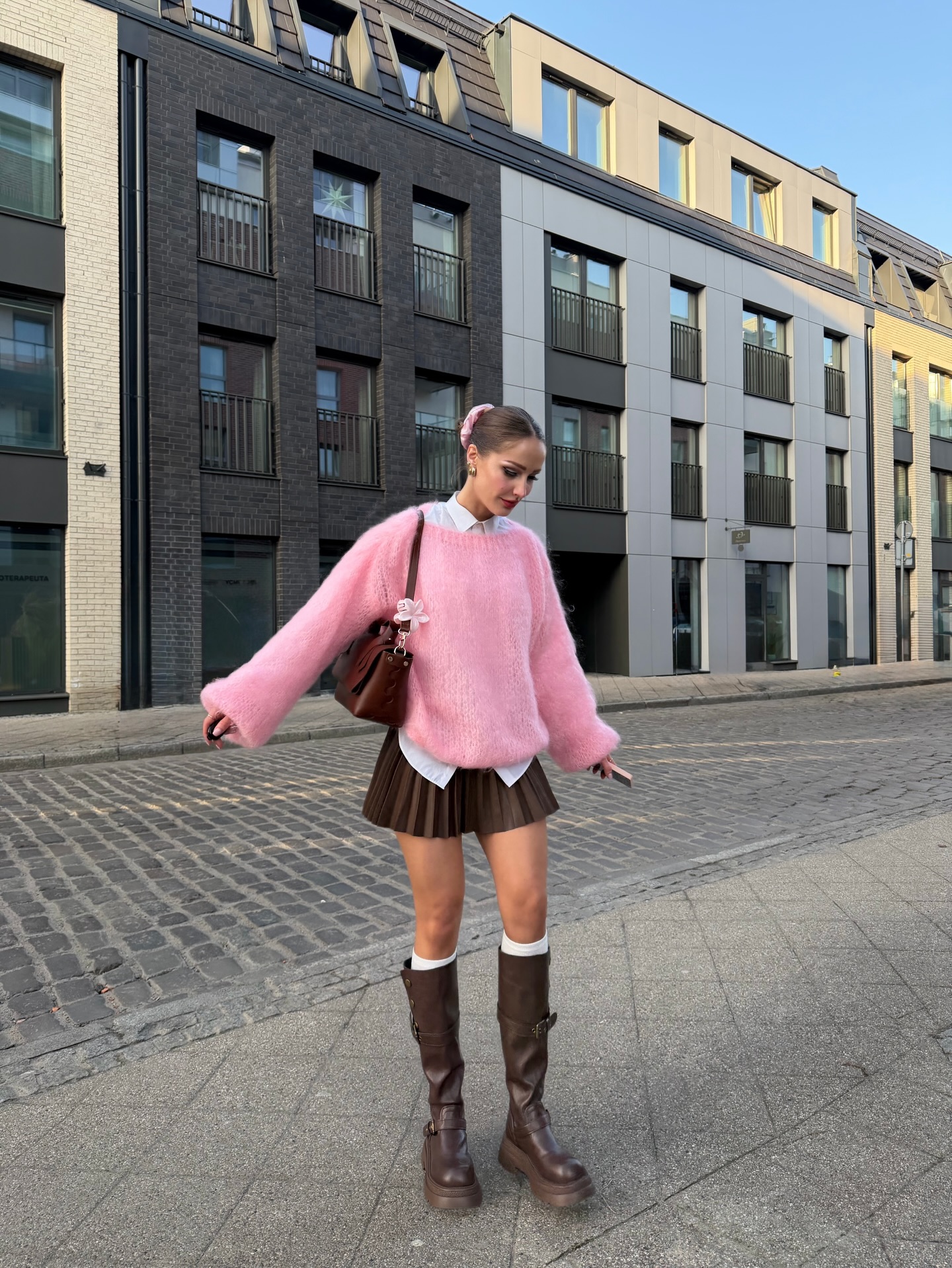 back to school outfits with pleated skirt and sweater